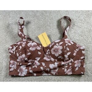 BOG‎ Collective Womens Size L Crop Bustier Top Floral Brown New